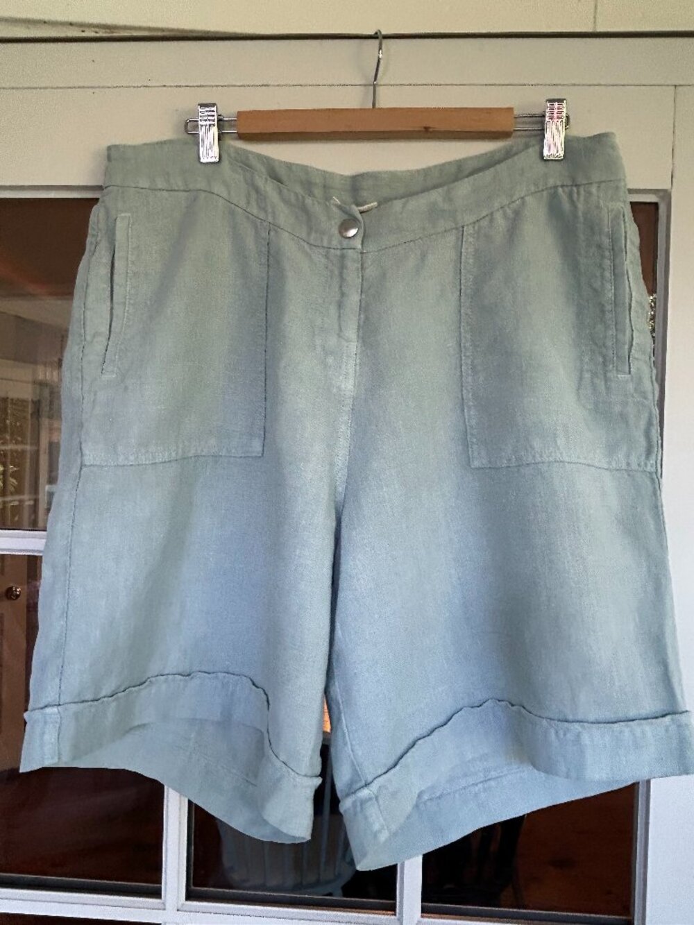 Poetry Relaxed 100% Linen Shorts Sea Green Size 12